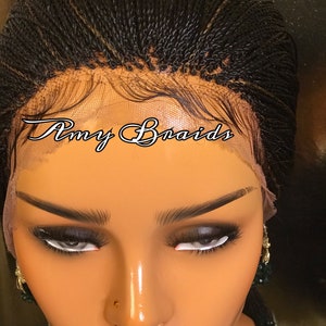 Amy Braids Lace Frontal Braided Wig For Black Women, Micro Senegalese Twist in 24 inches, Natural Looking Handmade Braided Wigs,