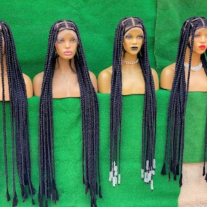 Amy Braids  Jumbo Full Lace Knotless Box Braids Braided Wig Black, Baby Hair 40 inches,Natural Looking Handmade Braided Wigs For Black Women