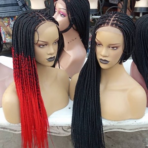 Amy Braids Lace Full Closure Box Braided wig, knot-less style, Custom Color & Length For Black Women, Natural Looking Handmade Braided Wigs