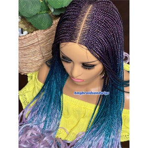 Amy Braids Lace Frontal Cornrow Braided Wig French Curls in 26 inches,Natural Looking Handmade Braided Wigs For Black Women,Comfortable Wear