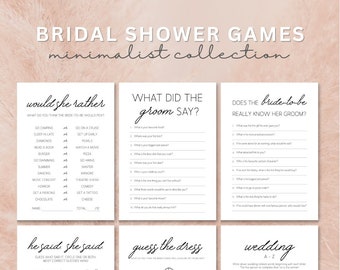Minimal Bridal Shower Bundle, 12 Printable Games, Instant Download, Bachelorette Activity, Hen Party, Modern Simple Theme, PBR04