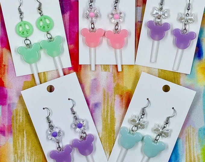 Mouse House ears inspired lollipop earrings - 5 options