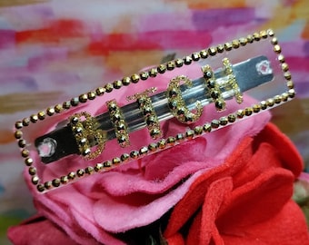 BITCH hair barrette clip hair accessory gold rhinestones - One of a Kind