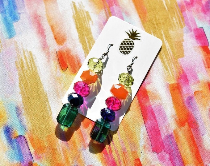 Multi color glass bead earrings - One of a Kind
