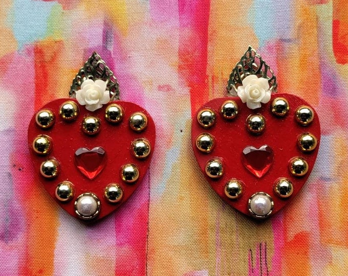 Sacred heart earrings - One of a Kind