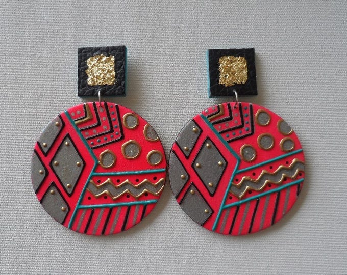 Hand painted abstract earrings