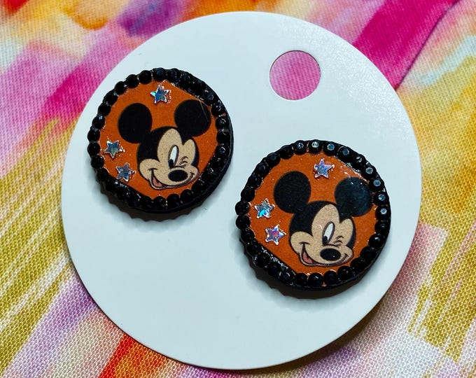 Mouse House ears inspired wood stud earrings - 5 options
