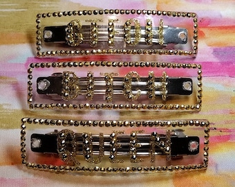 QUEEN BITCH hair barrettes pins clips accessories gold rhinestones - 2 styles - One of a Kind