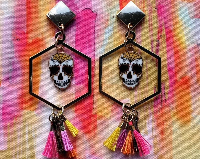 Sugar skull earrings - One of a Kind
