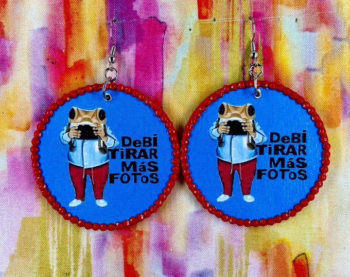 Bad Bunny Concho tour inspired blue red earrings
