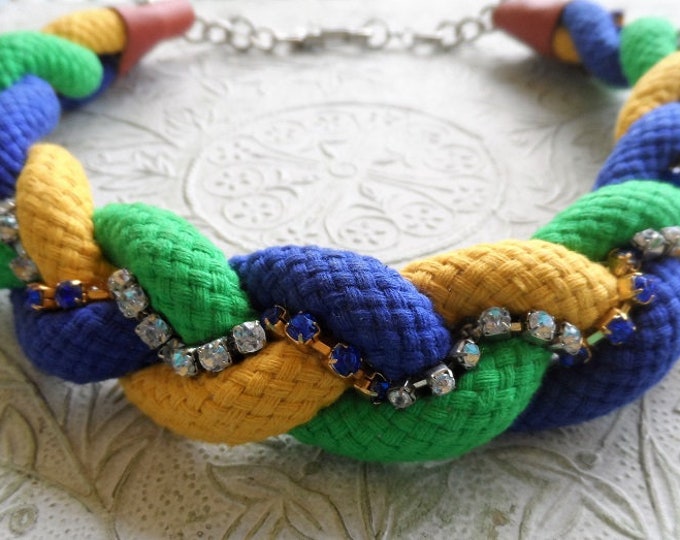 Braided cord loose choker statement necklace - One of a Kind