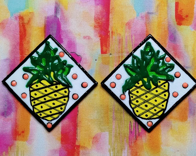 Pineapple polka dot earrings - One of a Kind