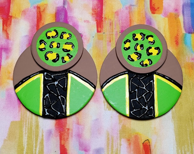 Featured listing image: Hand painted wood earrings