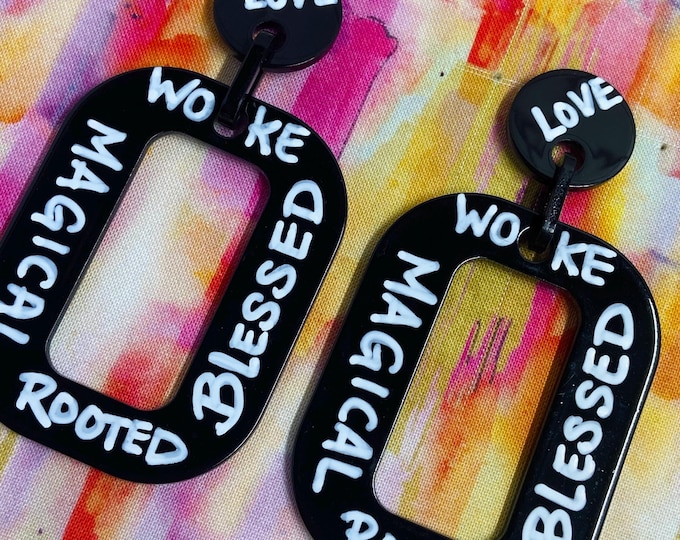 Magical Blessed Woke sign earrings - ONE OF A KIND