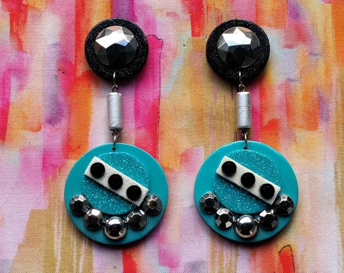 Mixed Media Abstract inspired earrings - One of a Kind