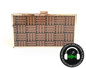MusicCloth® Gold Clutch Bag weaved of cassette tapes | cassette collection |  Gift for her  | surprise gift for musician