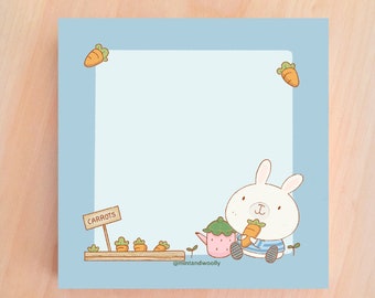 Rabbit Garden Sticky Notes - Cute Bunny Rabbit with Carrot Notes
