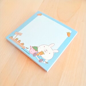 Rabbit Garden Sticky Notes Cute Bunny Rabbit with Carrot Notes image 3