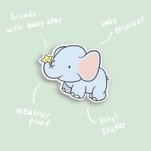 Elephant Sticker Laptop Sticker Cute Vinyl Sticker Planner Accessories image 4