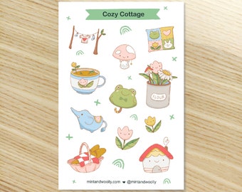 Cozy Cottage Sticker Sheet, Cottagecore Stickers