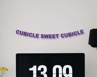 CUBICLE SWEET CUBICLE Mini Banner! Glitter Banner, Wall Decor, Office Decor, More Colors Available!