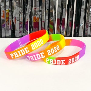 PRIDE 2020 -  6 Pack Silicone Bracelets, Quarantine Celebration, Social Distancing Party, Virtual Celebration, Rainbow Gift, Pride Month