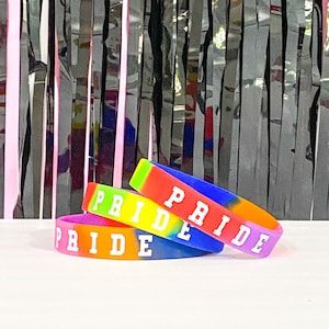 PRIDE -  6 Pack Silicone Bracelets, Rainbow Gift, Pride Month, Quarantine Celebration, Social Distancing Party, Virtual Celebration