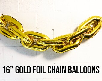 Gold Chain Balloons! Party Decor, 90's Party, 90s Party Supplies, Hip Hop, Rap, Balloon Garland, Link, Chains, Wedding Backdrop, Photo props