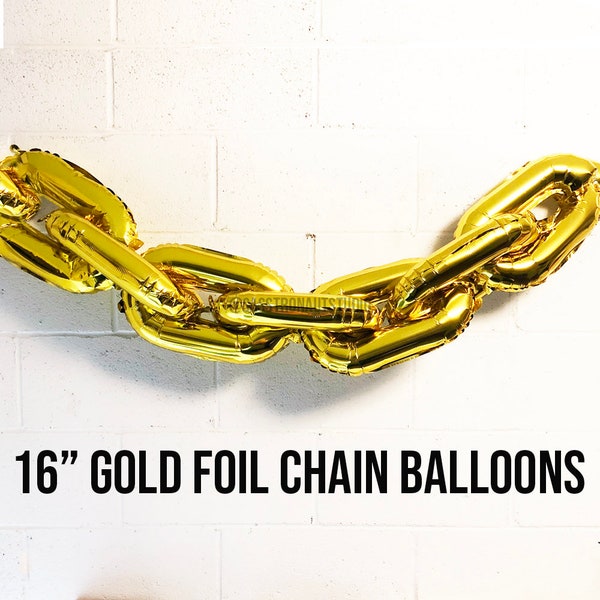 Gold Chain Balloons! Party Decor, 90's Party, 90s Party Supplies, Hip Hop, Rap, Balloon Garland, Link, Chains, Wedding Backdrop, Photo props