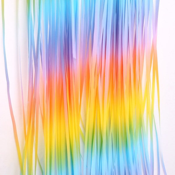 Pastel Rainbow Fringe Backdrop - Rainbow Curtain, Backdrop, Party Backdrop Decor