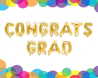 CONGRATS GRAD Letter Balloons - Graduation decor, Foil Balloon Party Banner, Party Decor, Senior party