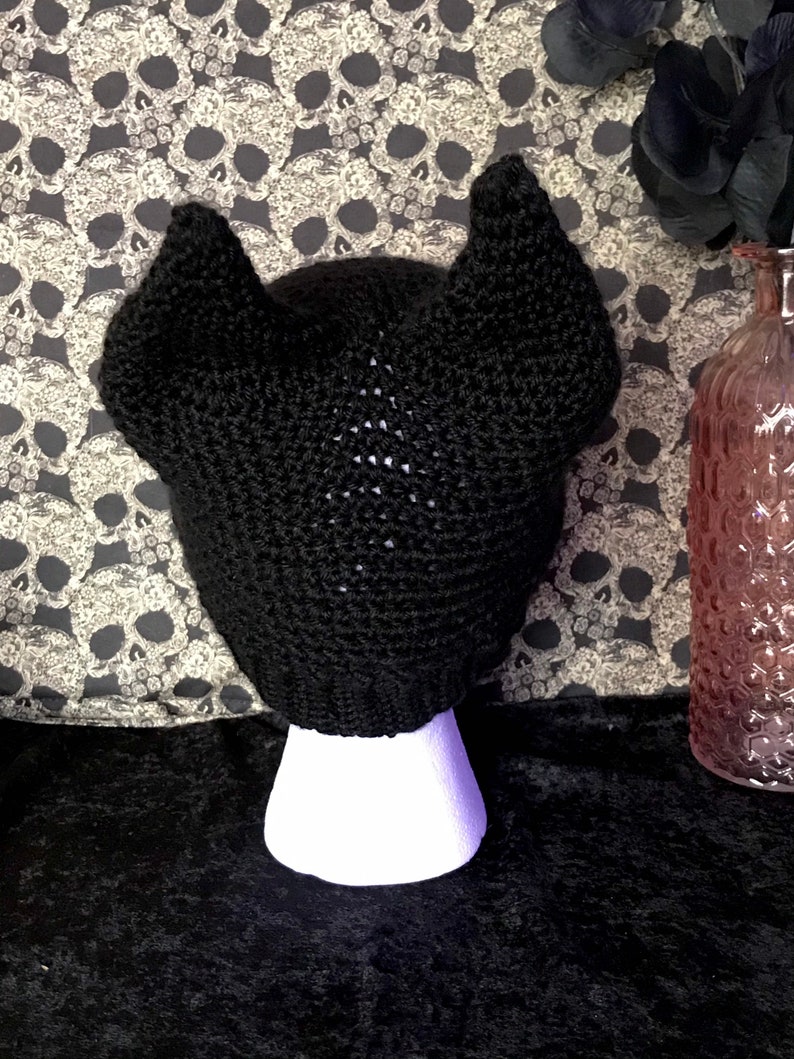 Devil Horn Crochet Beanie Gothic Demon Horned Knit Hat Etsy