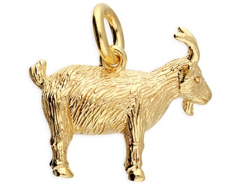 Goat Pendant 18ct Gold on Solid Sterling Silver Chinese Year of the Goat Pendant Handmade Complete With 18" Chain