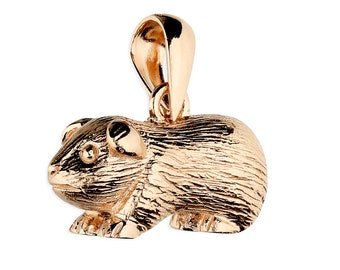 Guinea Pig Pendant 18ct Rose Gold on 925 Solid Sterling Silver Pendant Complete With 18" Chain