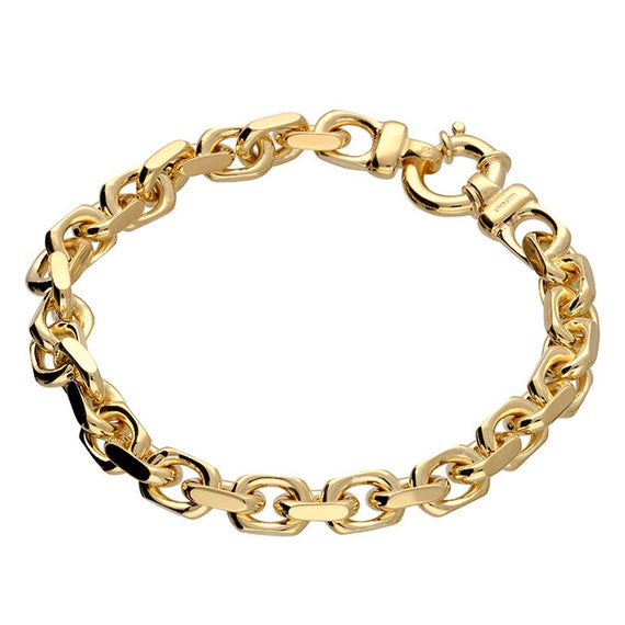 Men s Diamond Cut Belcher Bracelet Chain 18 Carat Yellow Gold on