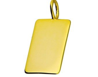 Tiny Rectangle Pendant 18ct Yellow Gold on 925 Solid Sterling Silver Pendant Complete With 18" Chain