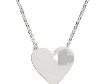 Double Hearts Chain Necklace With Thread Through 925 Sterling Silver