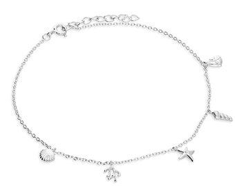 Anklet Under The Sea Featuring Fish Starfish Shells & Coral 925 Sterling Silver