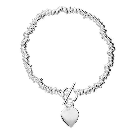 silver t bar bracelet with heart