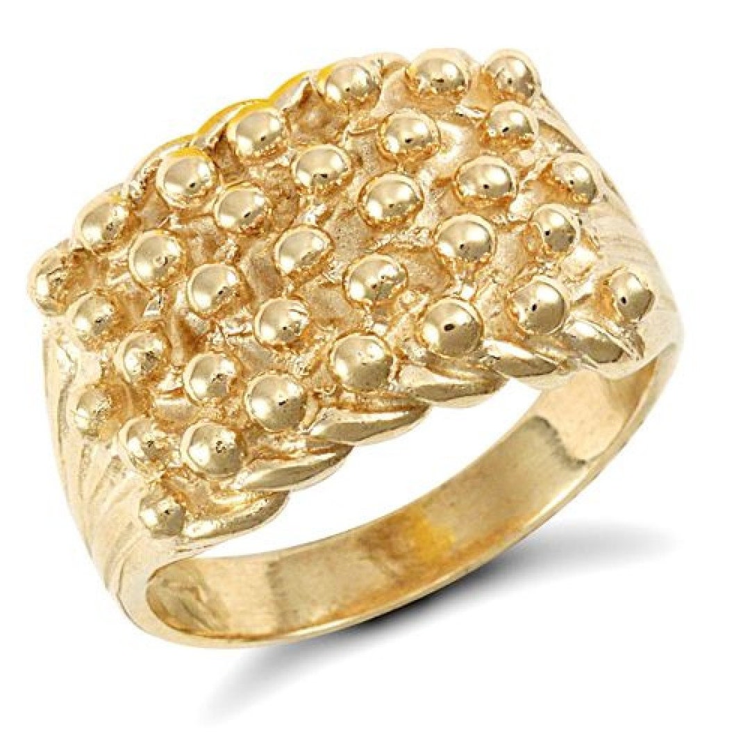 Gents Solid 9ct Yellow Gold 5 Row Keeper Ring Full Hallmark Etsy