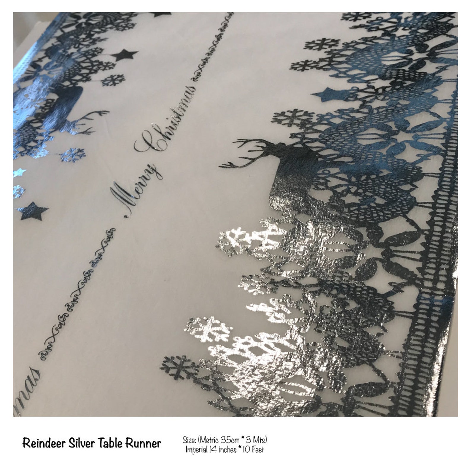 Christmas Table Runners, Silver Table Runner,, Size35cm X 3 Mts 14x 10