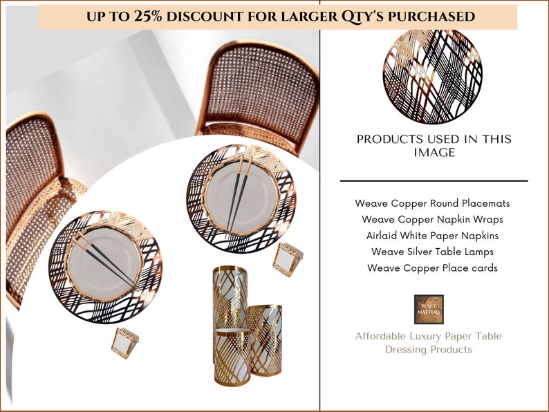 Copper Foil Placemats. Pack of 20 zdjęcie 5