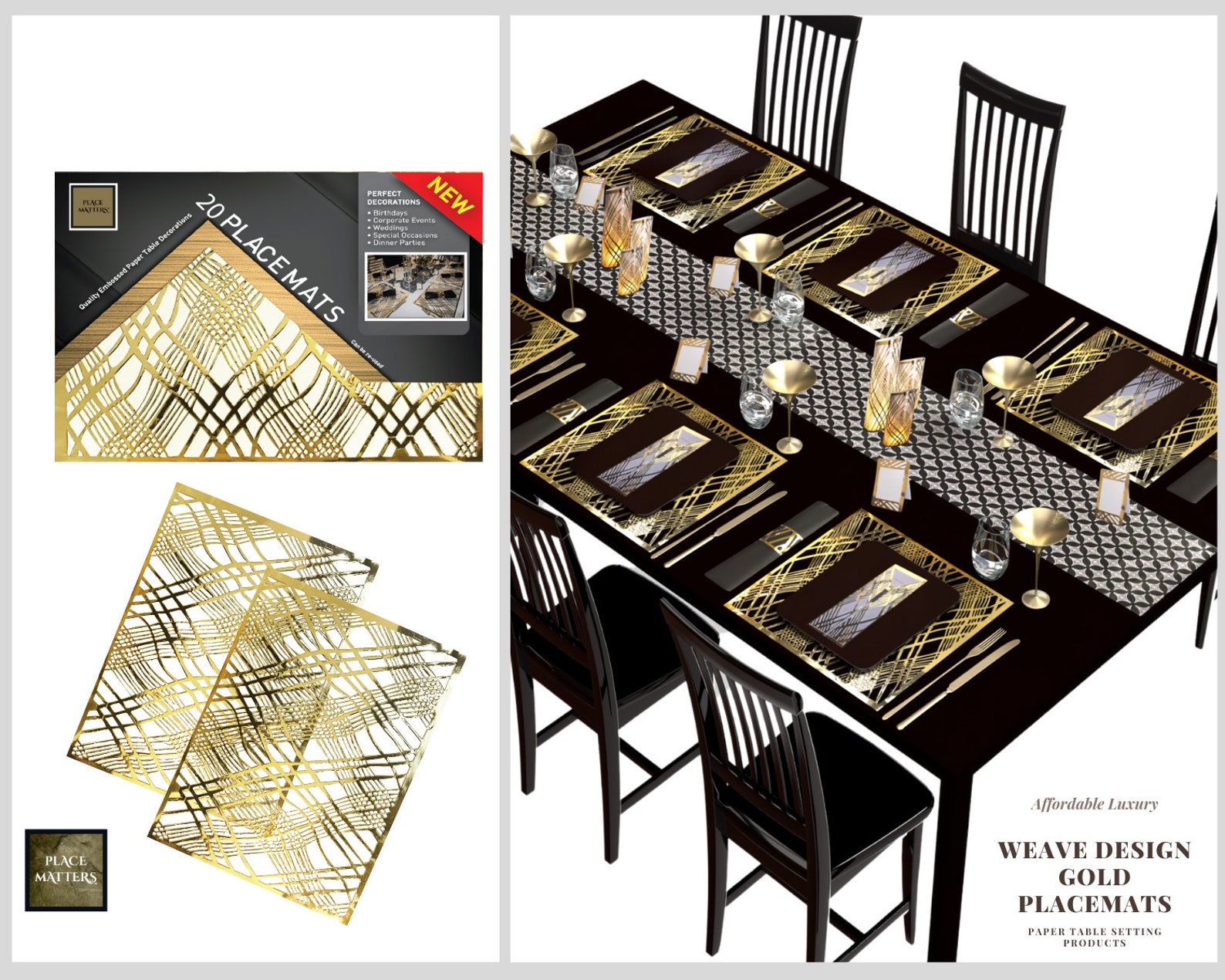 20 Gold Rectangle Placemats Wedding Chargers Wedding Etsy Australia