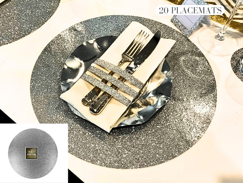 Silver Charger Plates Bulk. Wedding, Round Silver Placemats, Christmas