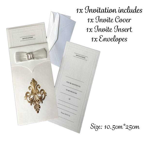 Invitations, Foil Embossed, Avec des enveloppes assorties - PACK OF 20