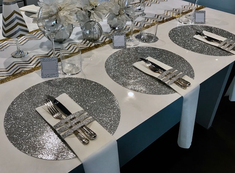 Silver Charger Plates Bulk. Wedding, Round Silver Placemats, Christmas