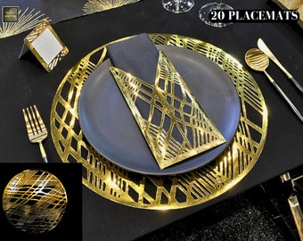 Gold Placemats (Pack of 20) Bulk Placemats, Wholesale Placemats, Gold Charger Plates. Wedding charger plates Wedding Decorations,