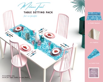 Blue Table Setting Pack For 10 People  (Details of contents listed in description).