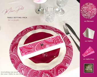 Pink Table Setting Pack For 10 People  (Details of contents listed in description)