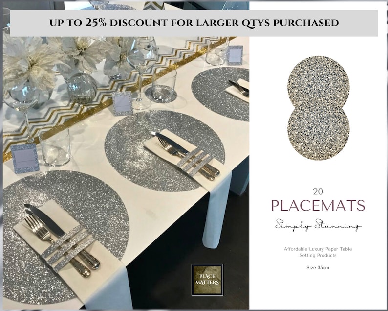 Silver Charger Plates Bulk. Wedding, Round Silver Placemats, Christmas